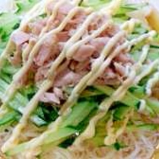 ツナときゅうりのサラダそうめん